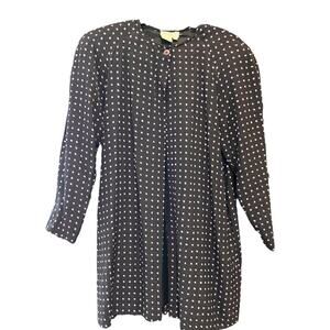 Vintage Pearl C 100% Silk Shaket Navy and Purple Polka Dot Size 4